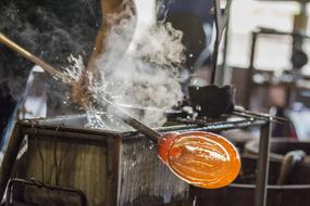 blowing hot glass