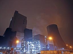 coal fired power plant at night