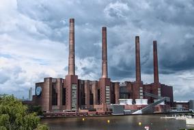 red brick power plant in Wolfsburg, Germany