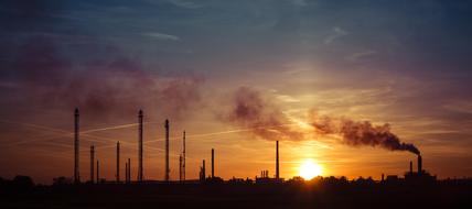processing plant in the evening in Bratislava
