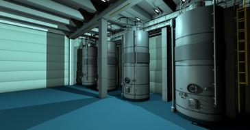 3d model with the boiler and heat pumps, with the lights, clipart