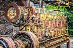 vintage rusty industrial gear in nature