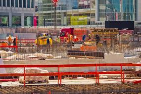 red fence on construction site