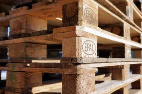 Wood euro pallets for transporting in light