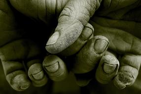 male rough hands close up