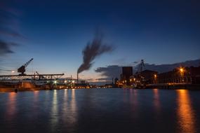 pier on the river at dusk