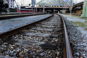 old railroad track close up