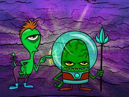 painted two green aliens