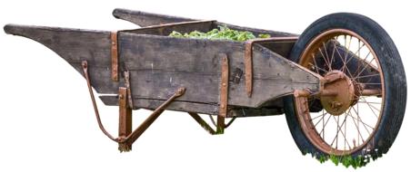 old wooden wheelbarrow