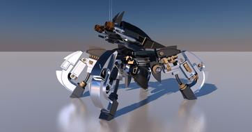 delightful robot monster ufo on the white surface