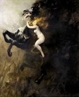 painting of girl and horse
