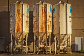rusty silos on a construction