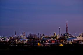 cityscape of skyline of Industrial Plant at dusk