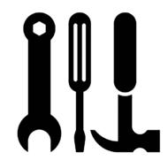 black silhouettes of carpentry tools