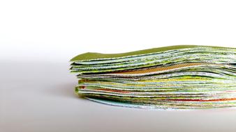 stack of colorful fabric stripes