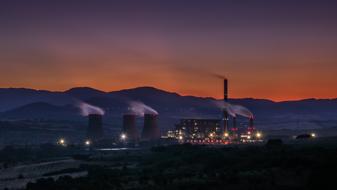 landscape of factory at dusk