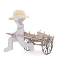 stick man with wooden cart