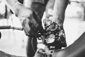 Motorcycle Work black and white