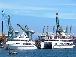 two luxury yachts in Harbor
