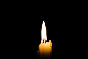 photo of a yellow candle flame on a black background