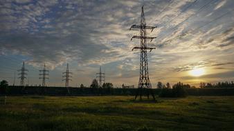 tranquil sunset and power lines