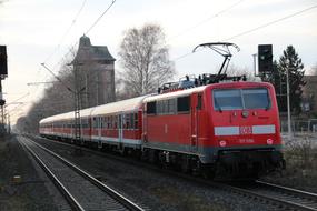 red public train