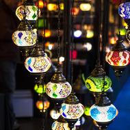crafted lamps at Christmas market