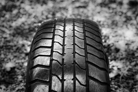 auto tire close up, detail, black and white