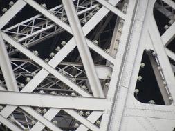 Eiffel Tower, metal, black and white