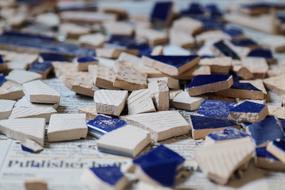 Tiles Mosaic Broken white blue