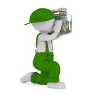 male worker with load, 3d model