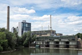 Power Plant on riverside at summer