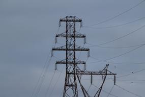 power line mast at evening sky