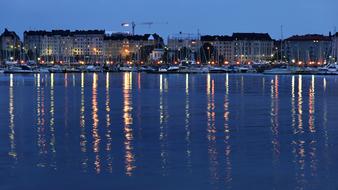 Helsinki City Night water