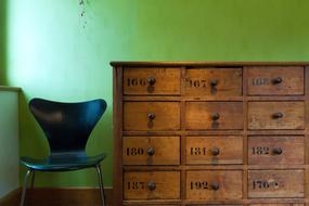 Plywood chair and chest of drawers