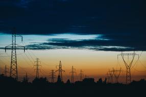 Power Lines Electricity and sunset