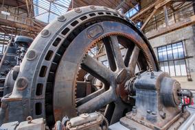 giant rusty gear in abandoned Factory