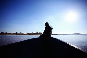 Boat Fishing sun blue sky
