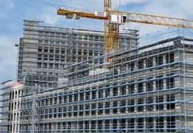 scaffolding around the new building