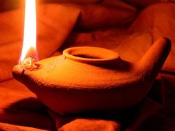 flame in Oil Lamp Clay