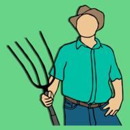 farmer with pitchfork as an illustration