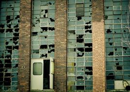 broken windows in a factory