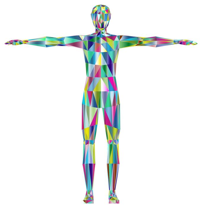 geometric multi-colored image of a man