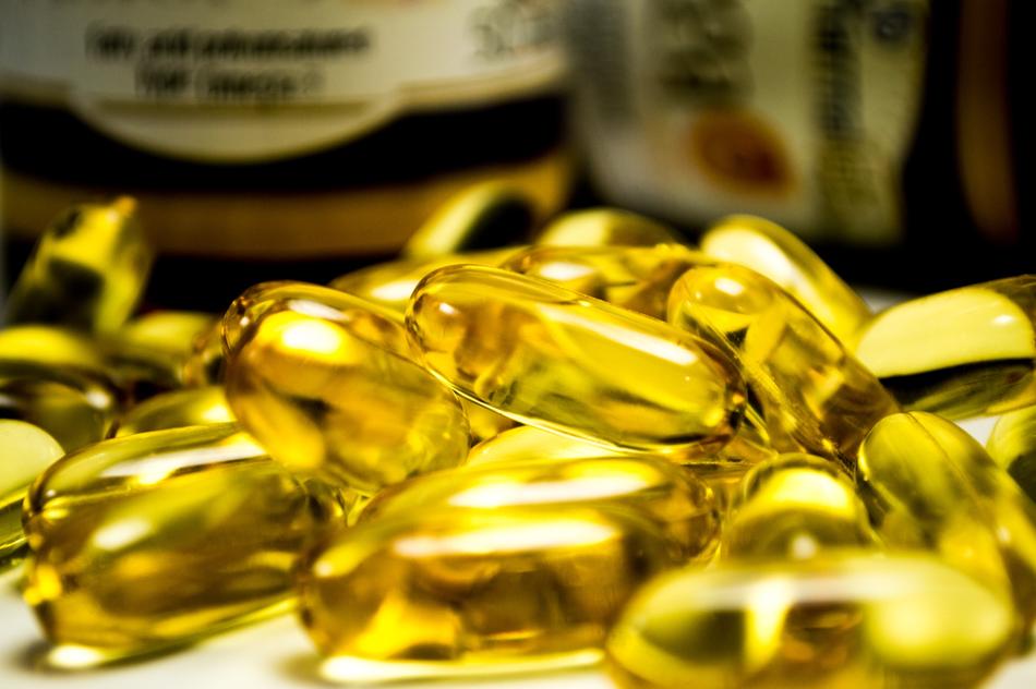 omega 3 capsules on the table