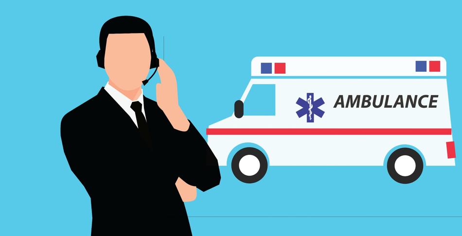 painted dispatcher on the background of an ambulance