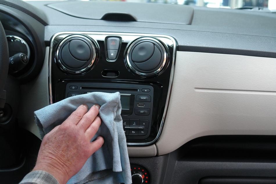 wipe off dust from the car radio monitor