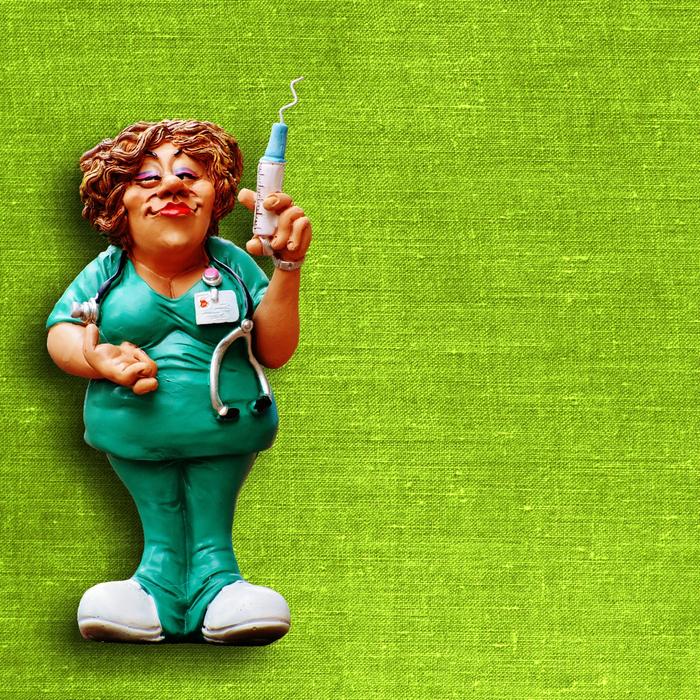 animated nurse with syringe at green background