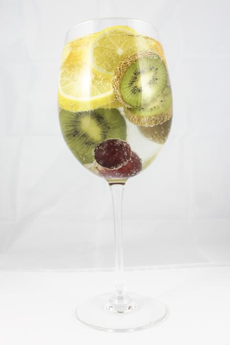 ropical fruit in glass