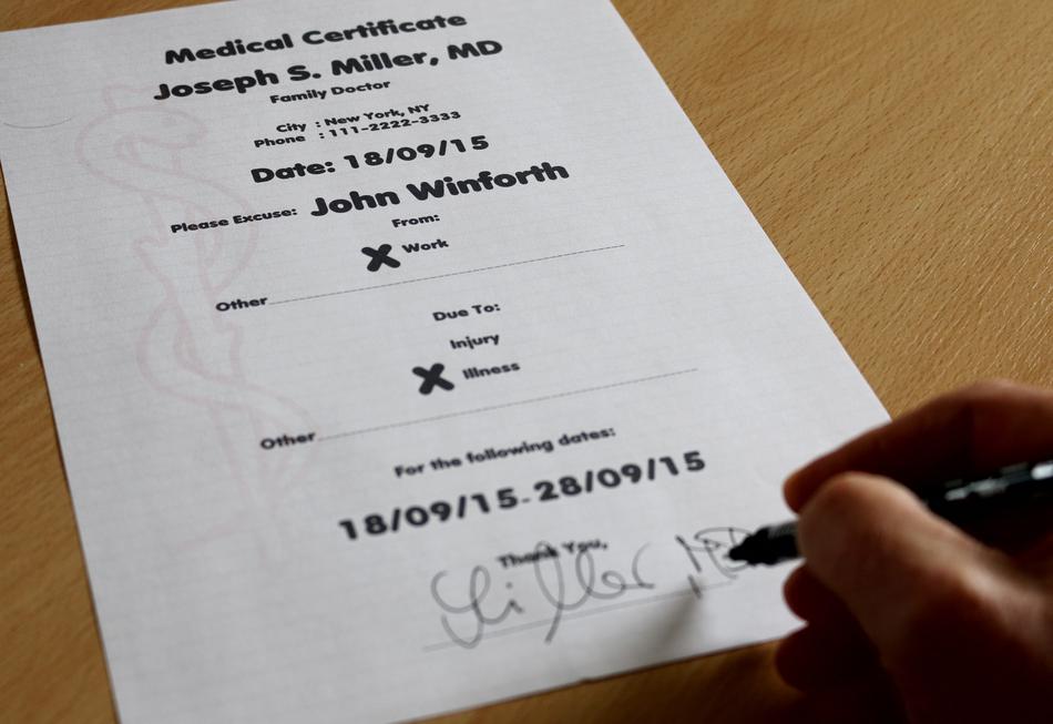 disease sick leave certificate