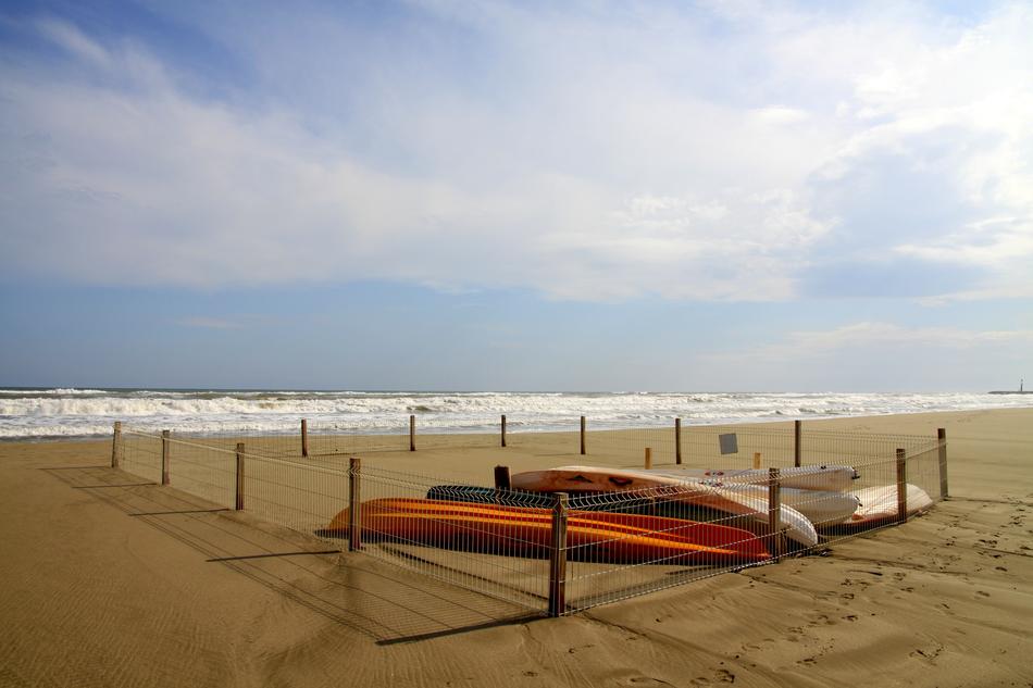 canoe on the sand on the beach